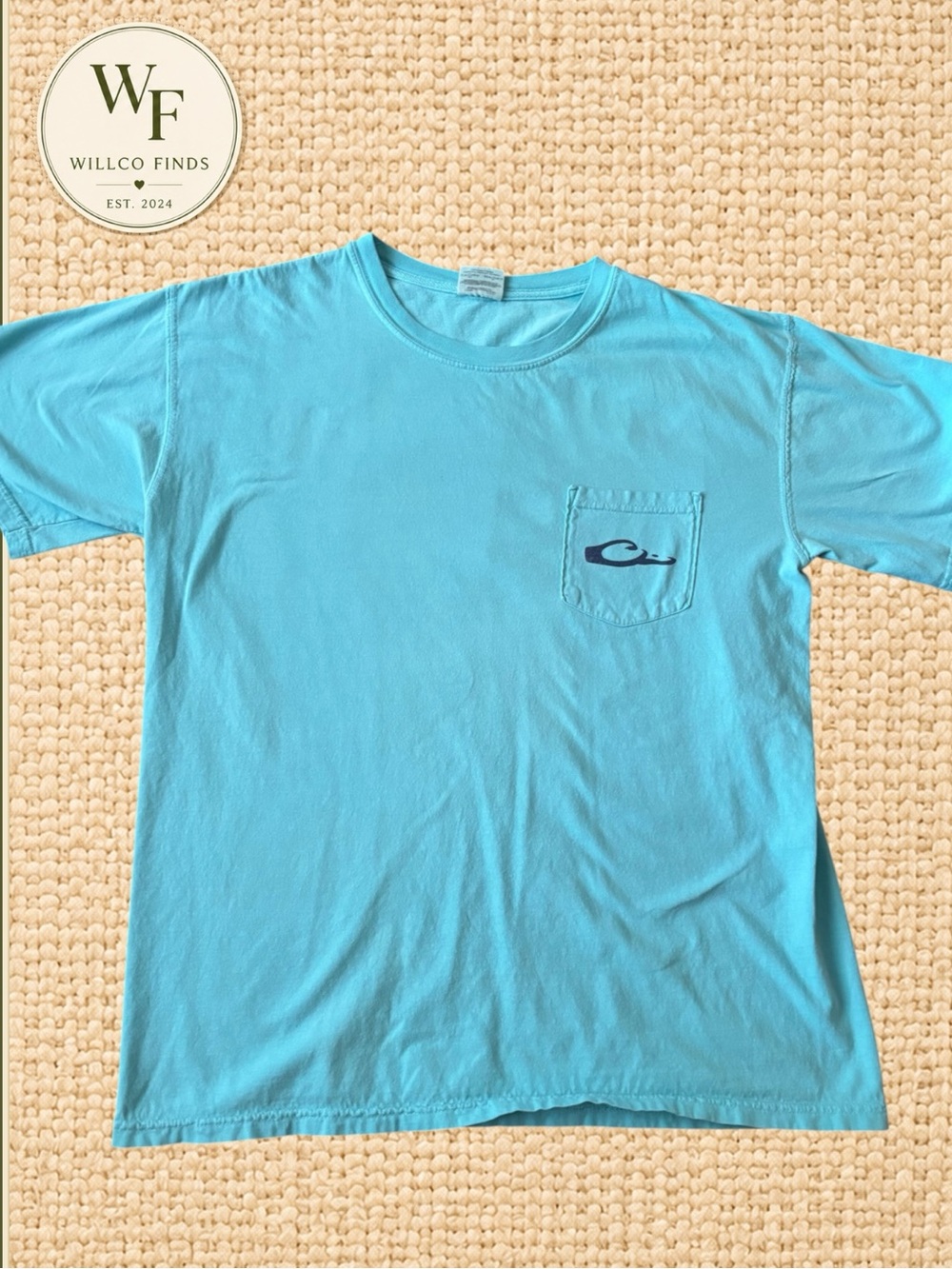 Drake Waterfowl Systems Duck Graphic Pocket T-Shirt Aqua Blue Large